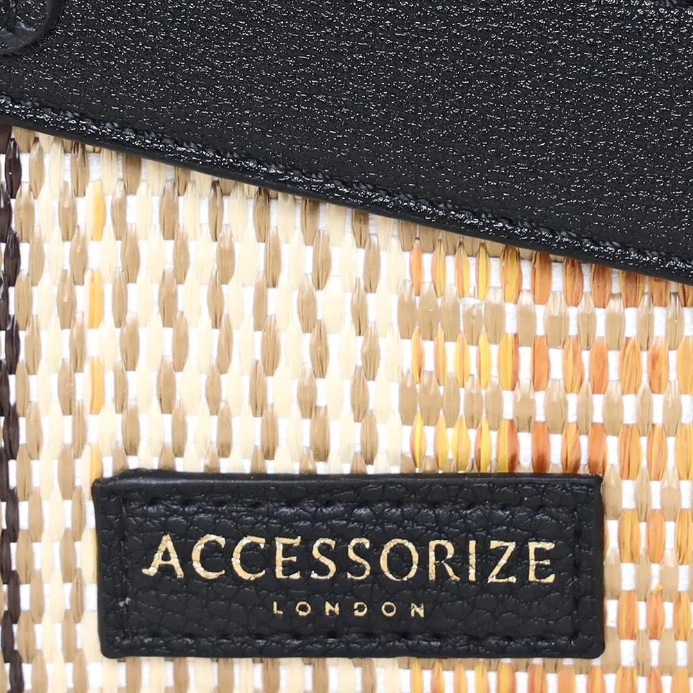 Accessorize London Women's Raffia Stripe Camera Sling Bag
