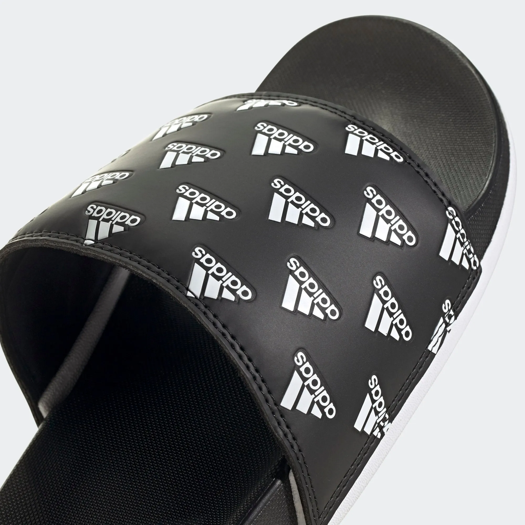 Adidas Adilette Comfort "Repeat Logo" Slides (Black/White)(GV9735)
