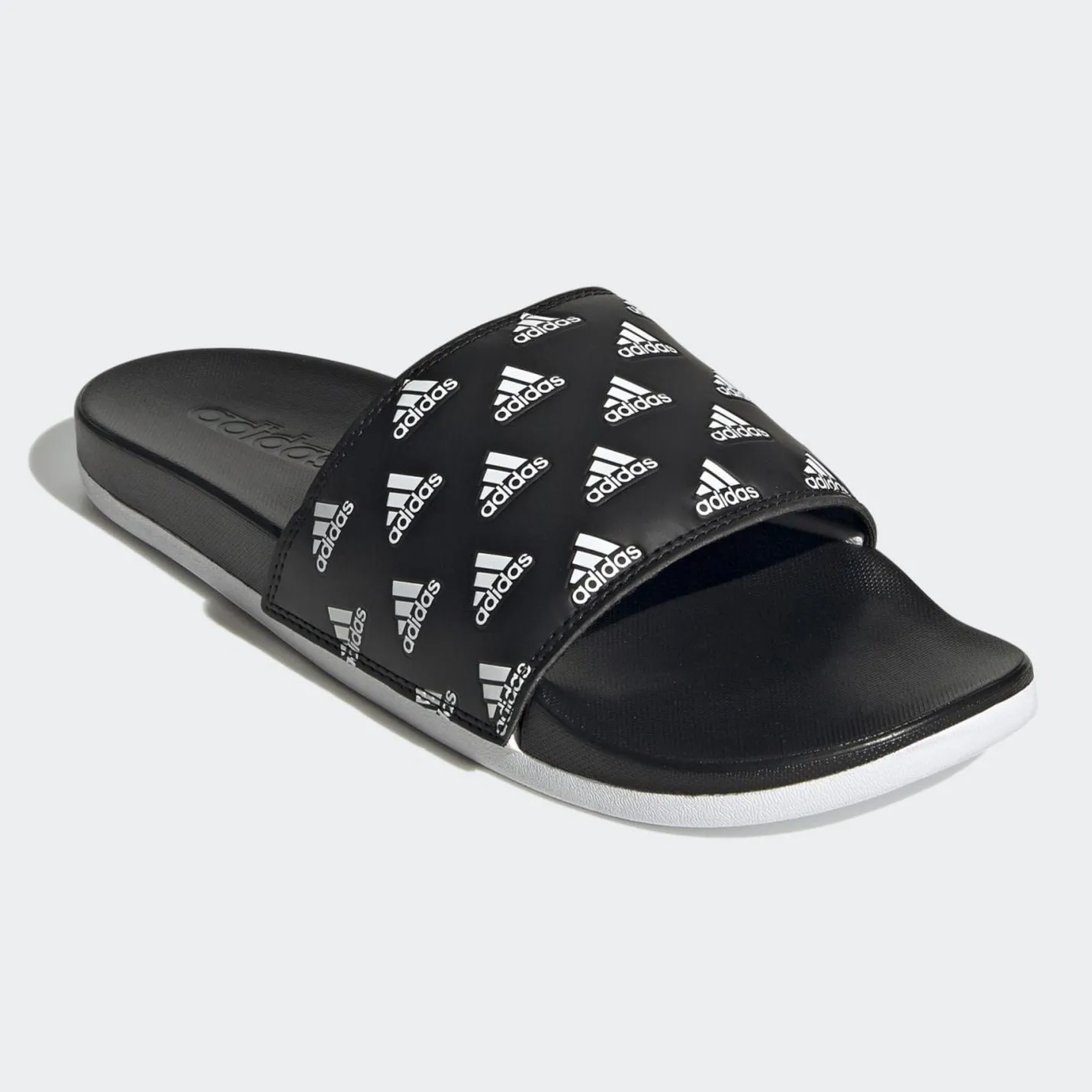 Adidas Adilette Comfort "Repeat Logo" Slides (Black/White)(GV9735)