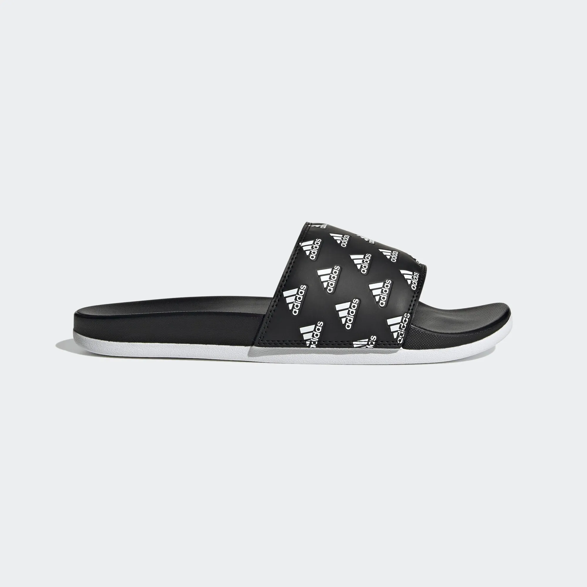 Adidas Adilette Comfort "Repeat Logo" Slides (Black/White)(GV9735)