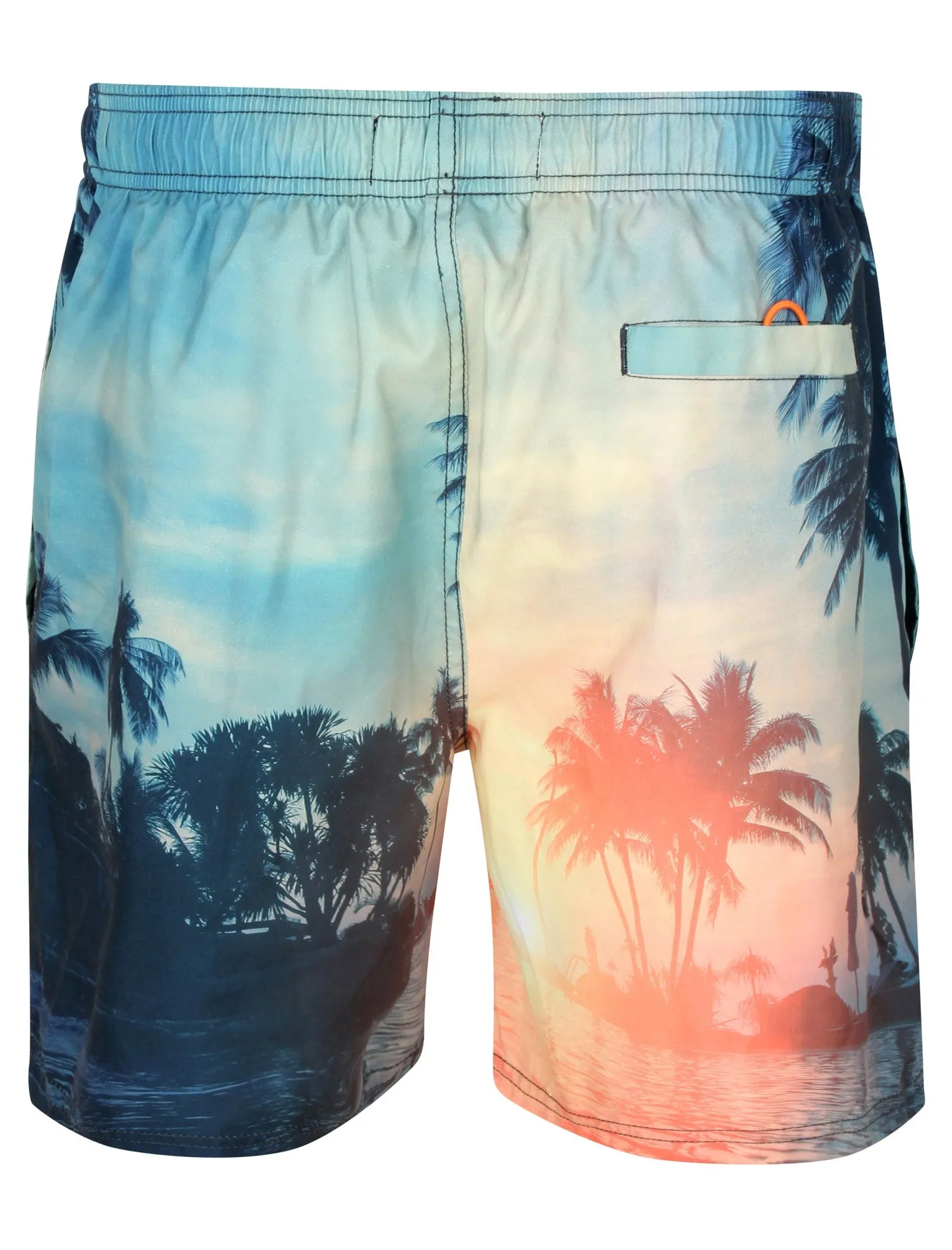 Beaumont Sunset Scene Printed Swim Shorts With Free Flip Flops - Tokyo Laundry