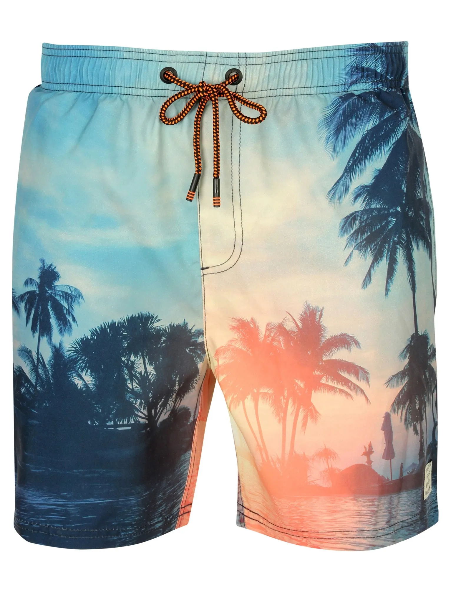 Beaumont Sunset Scene Printed Swim Shorts With Free Flip Flops - Tokyo Laundry