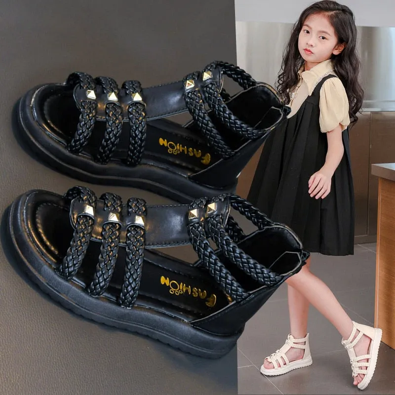 Chic Girls' Open Toe Braided Sandals