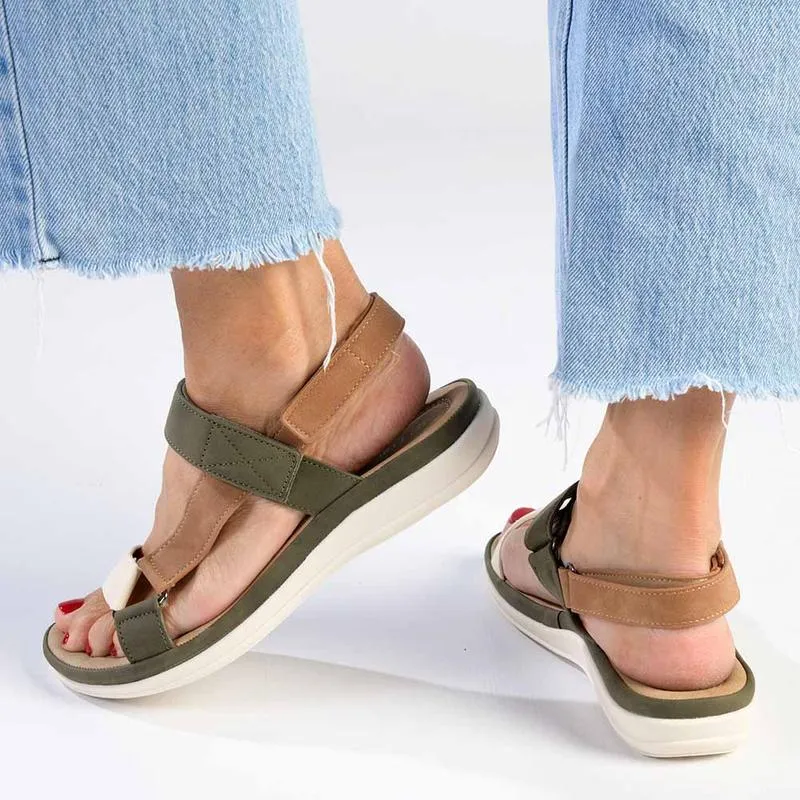 Franco Rossi Comfort Ladies Triangle Sandals - Olive Multi
