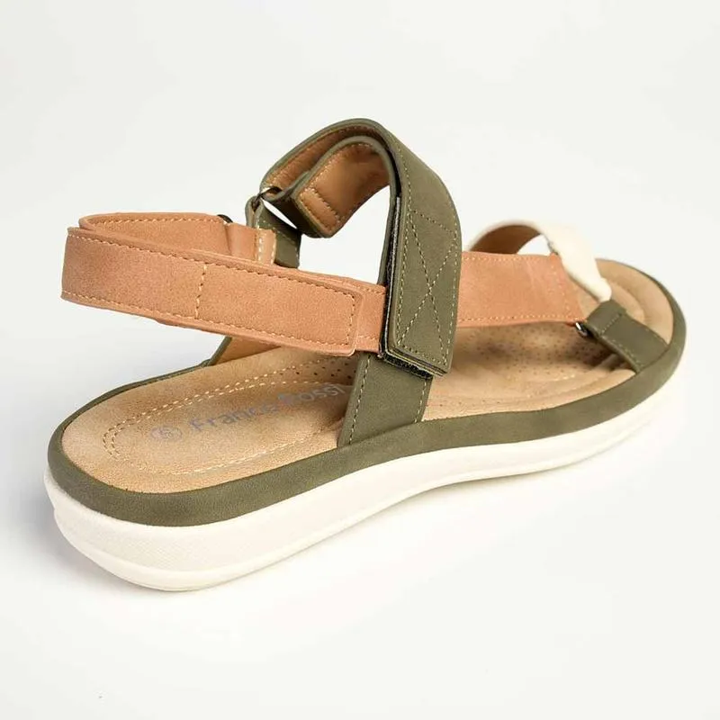 Franco Rossi Comfort Ladies Triangle Sandals - Olive Multi