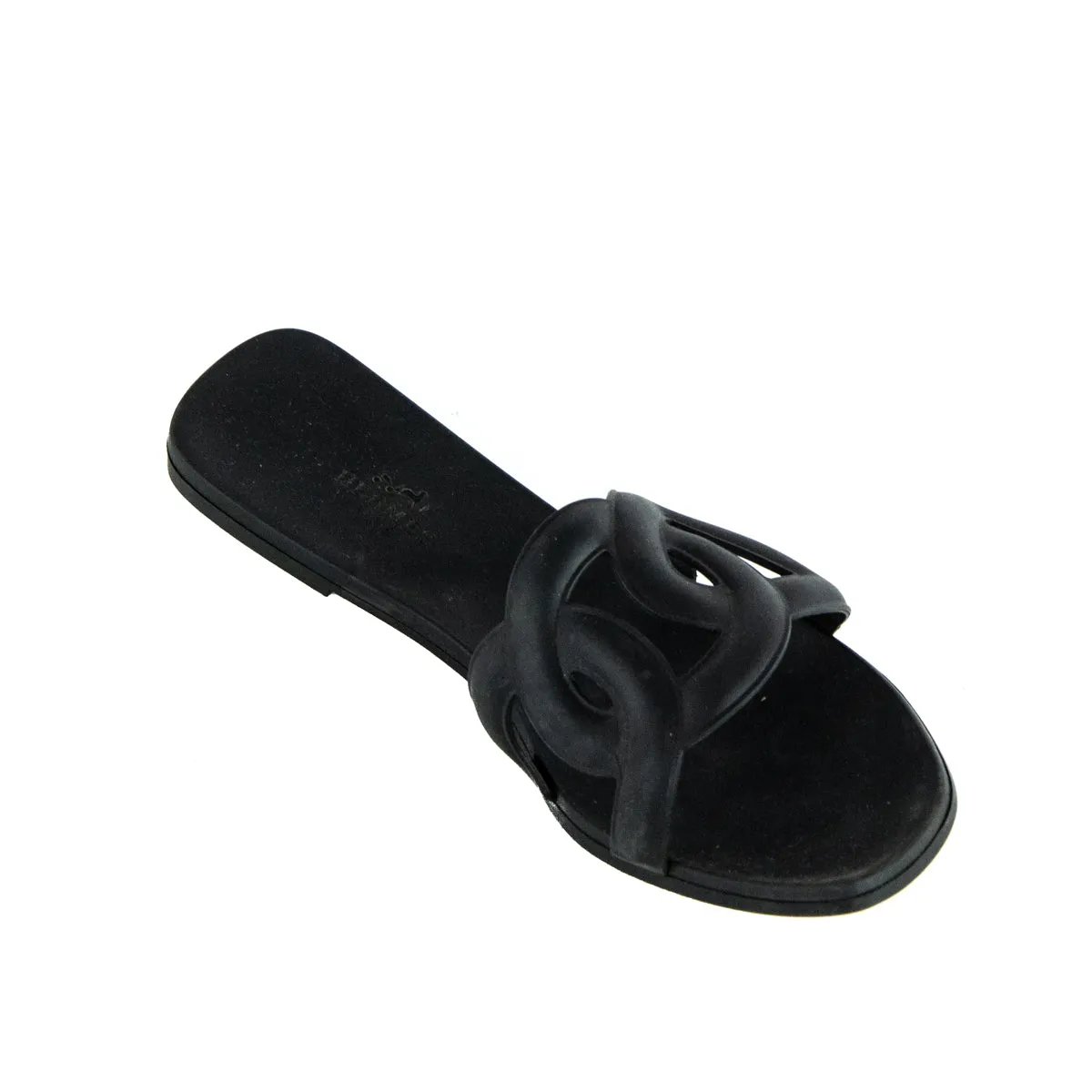 Hermes Black Aloha Rubber Slide Sandals Size US 7 | EU 37