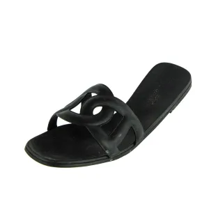 Hermes Black Aloha Rubber Slide Sandals Size US 7 | EU 37