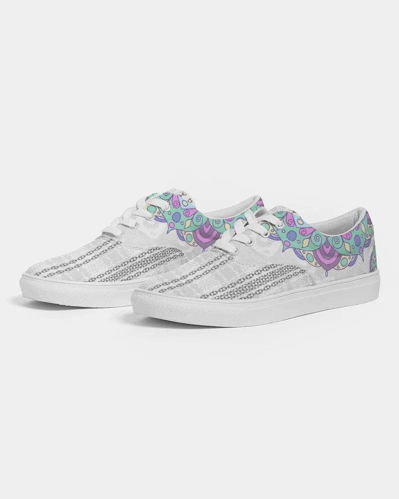 Light Blue Striped Ethnic | Men's | Canvas Sneakers