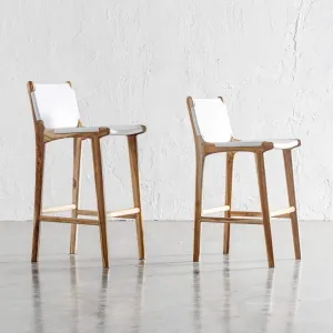 MALAND SOLID LEATHER BAR CHAIRS  |  HIGH   LOW  |  WHITE LEATHER HIDE