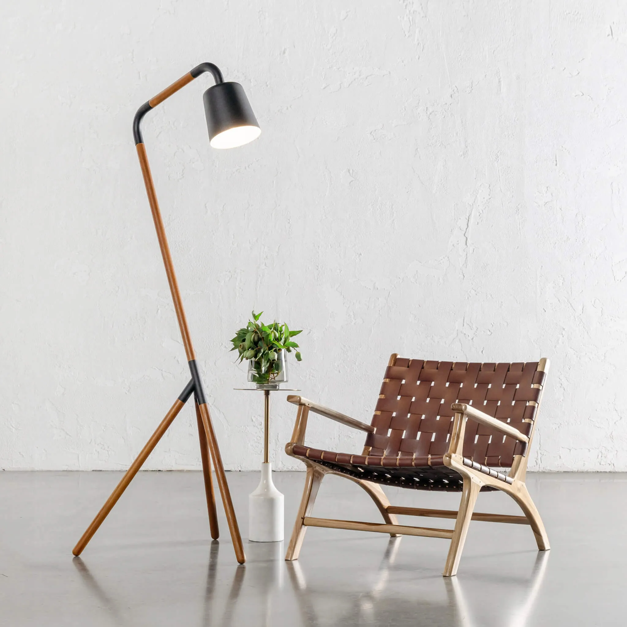 MALAND WOVEN LEATHER ARMCHAIR  |  TAN LEATHER HIDE