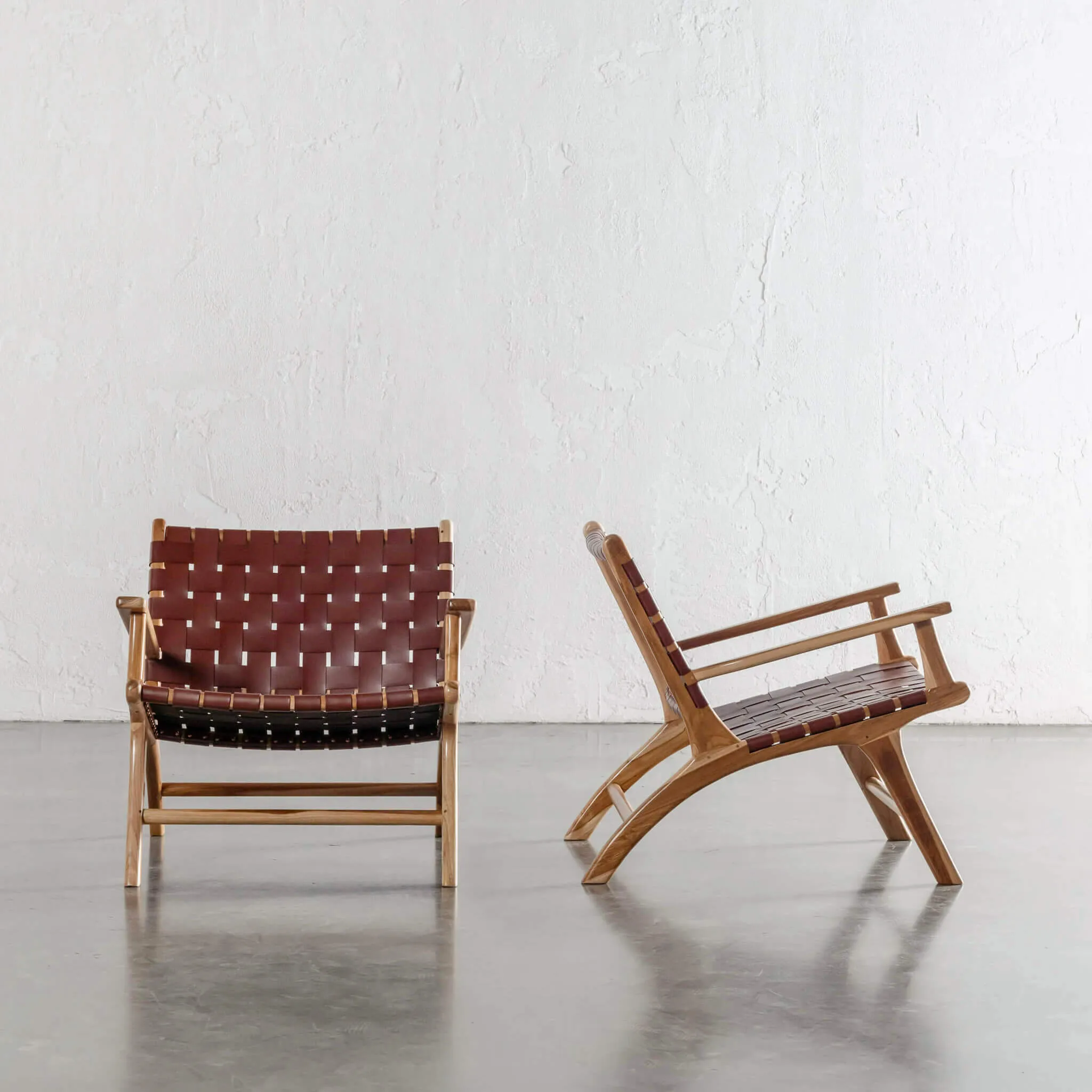 MALAND WOVEN LEATHER ARMCHAIR  |  TAN LEATHER HIDE