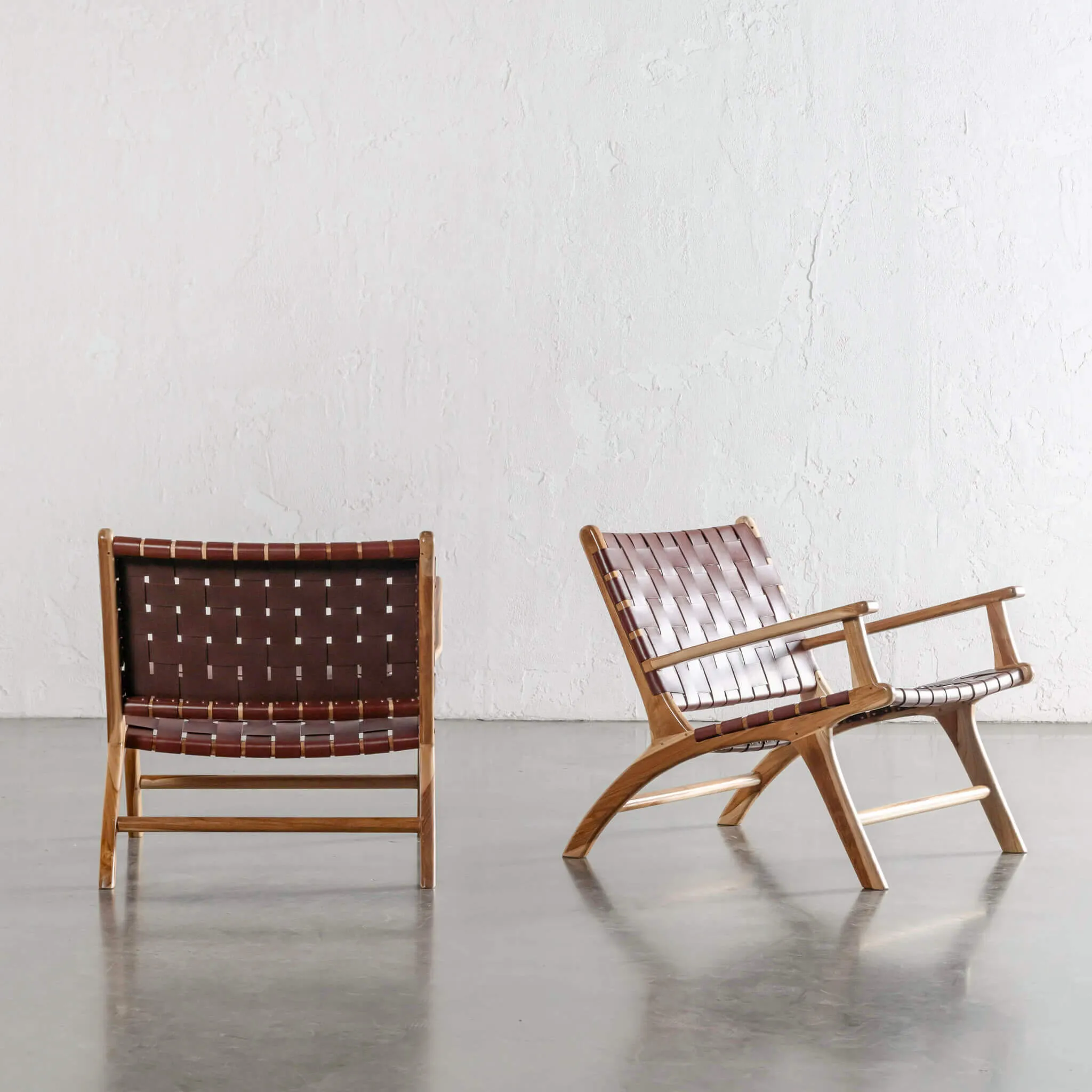 MALAND WOVEN LEATHER ARMCHAIR  |  TAN LEATHER HIDE