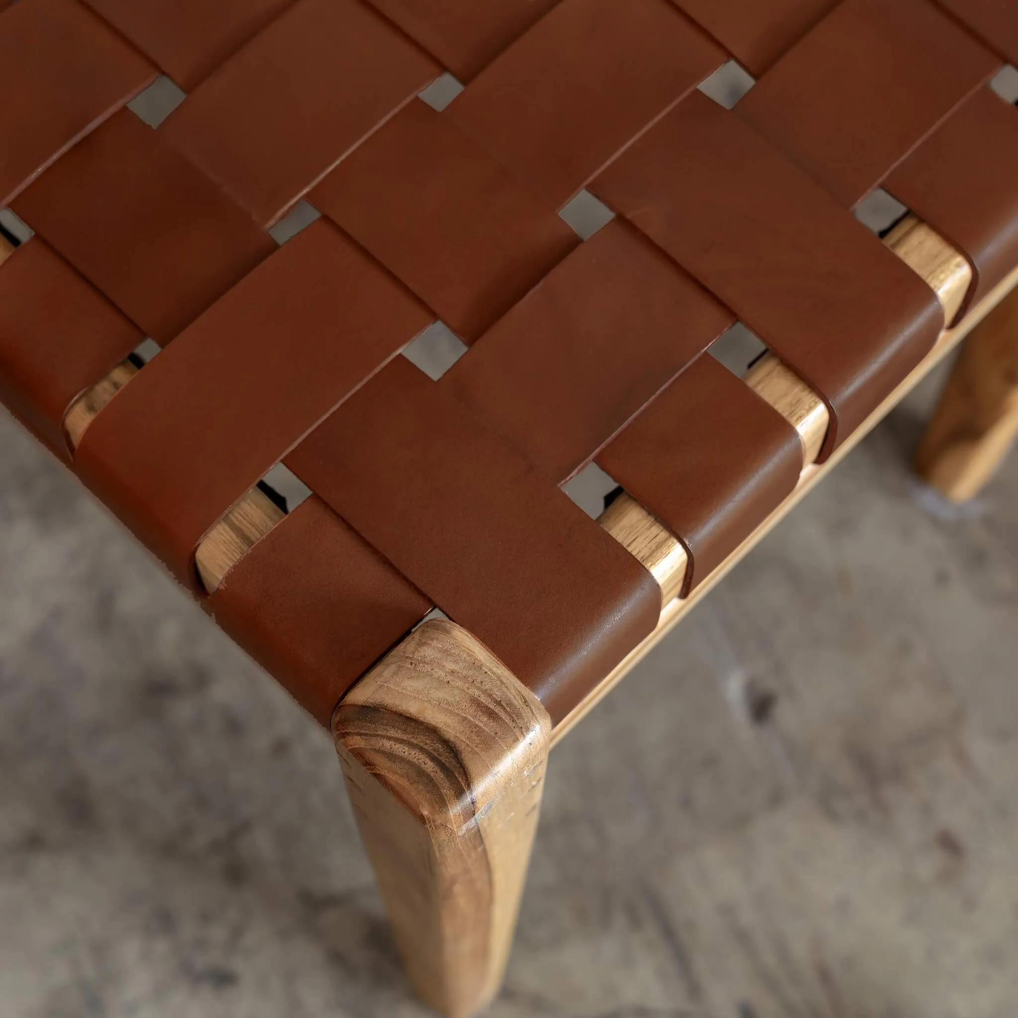 MALAND WOVEN LEATHER ARMCHAIR  |  TAN LEATHER HIDE