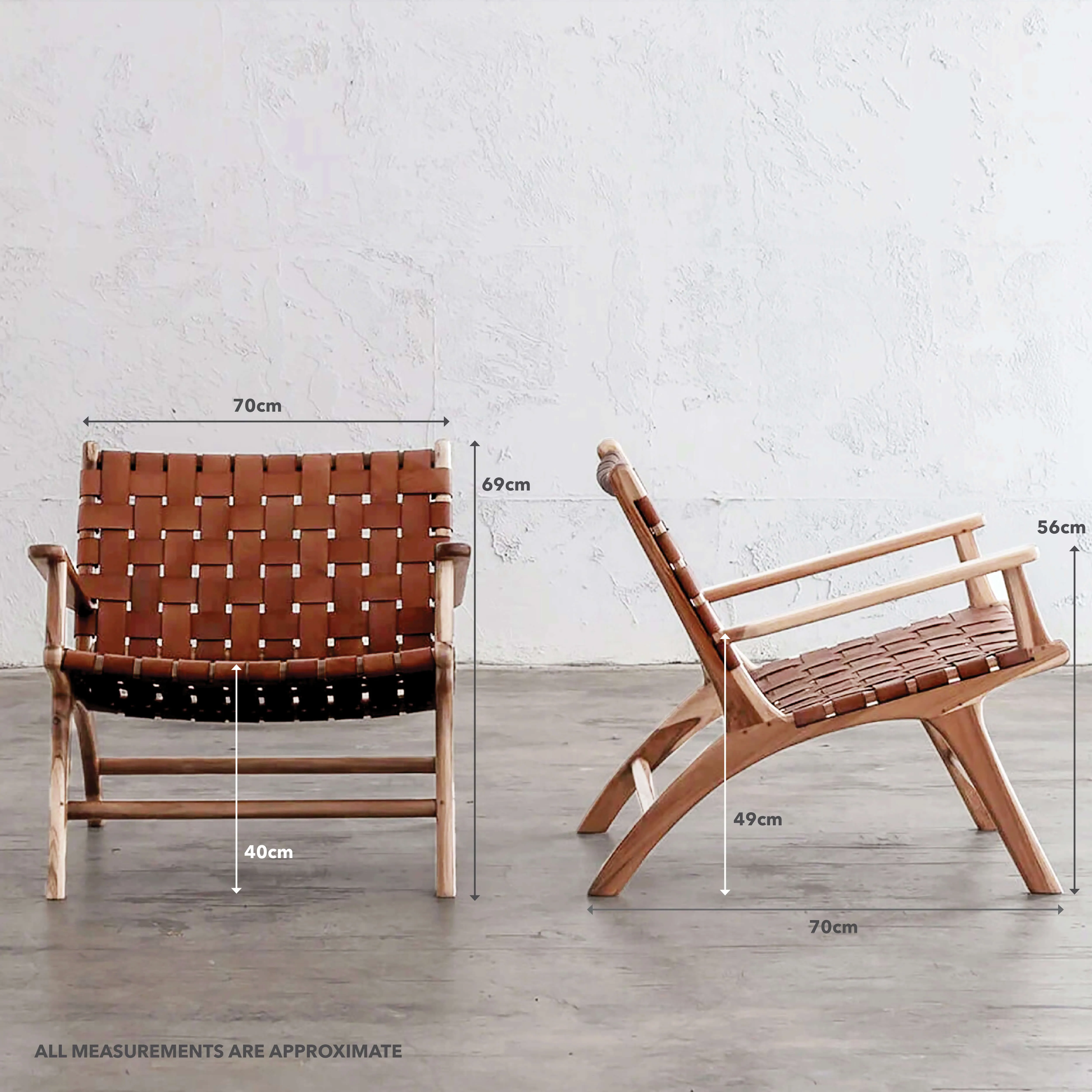 MALAND WOVEN LEATHER ARMCHAIR  |  TAN LEATHER HIDE