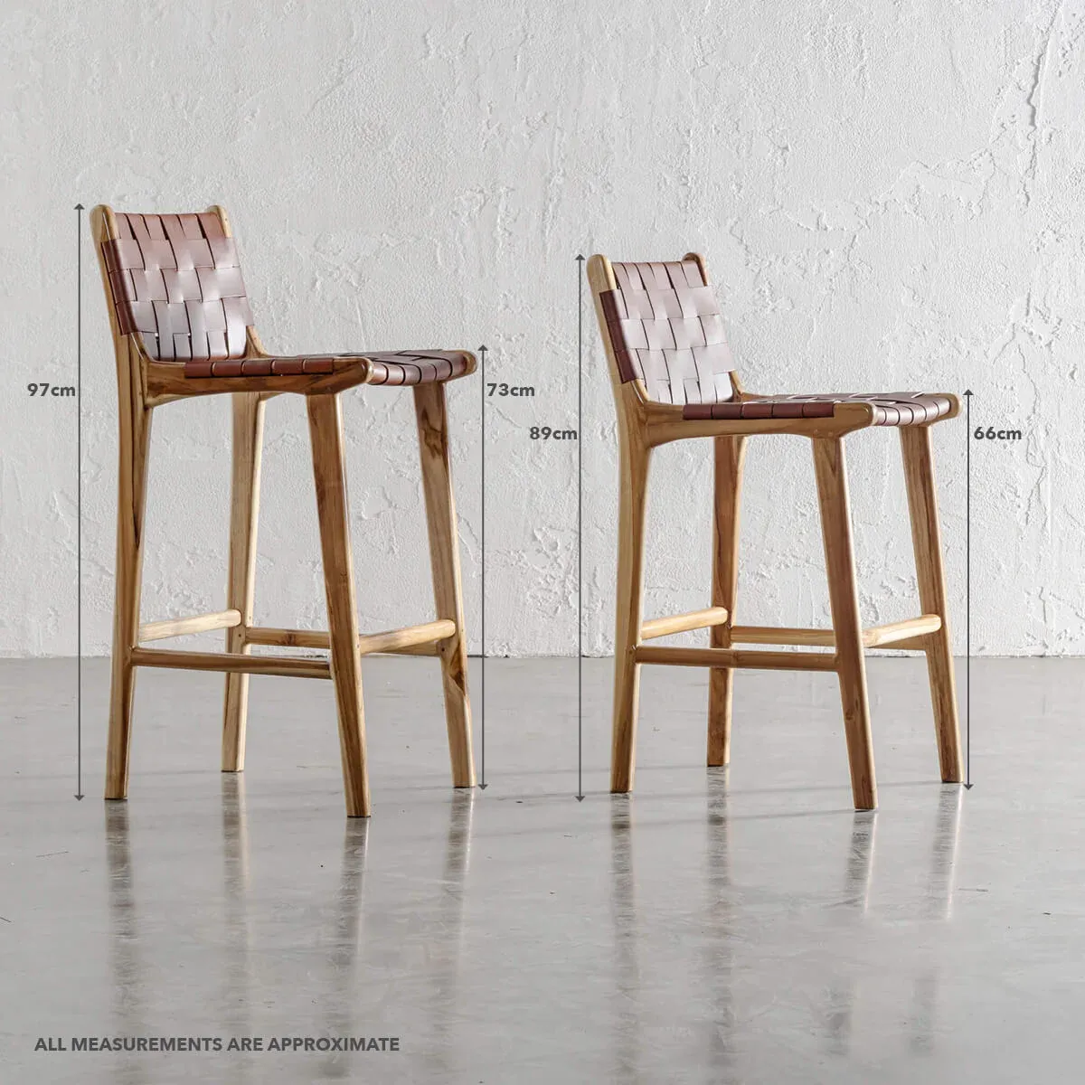 MALAND WOVEN LEATHER BAR CHAIR  |  HIGH   LOW  |  TAN LEATHER