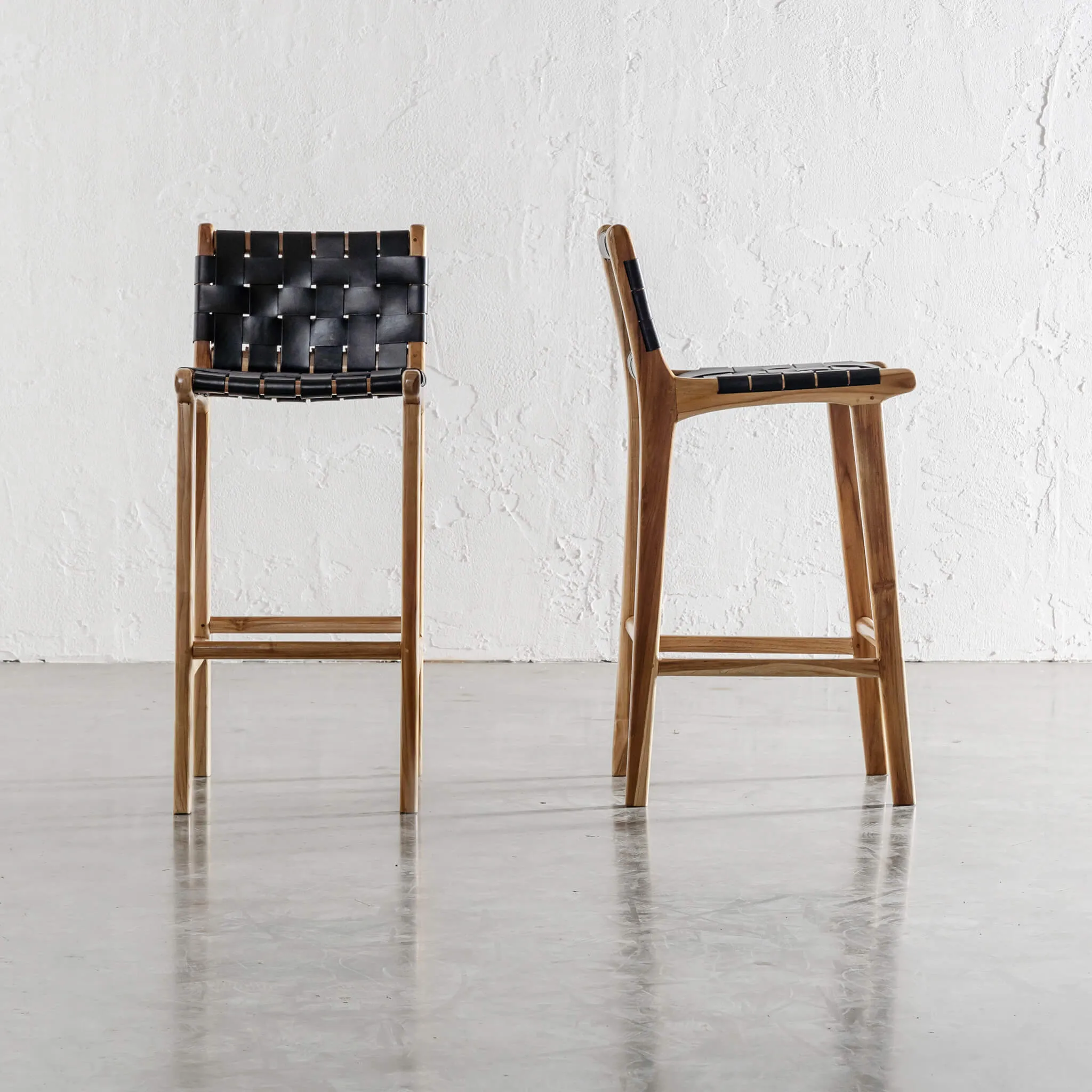 MALAND WOVEN LEATHER BAR CHAIRS | BUNDLE   SAVE | HIGH   LOW | BLACK LEATHER