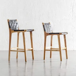 MALAND WOVEN LEATHER BAR CHAIRS | BUNDLE   SAVE | HIGH   LOW | BLACK LEATHER