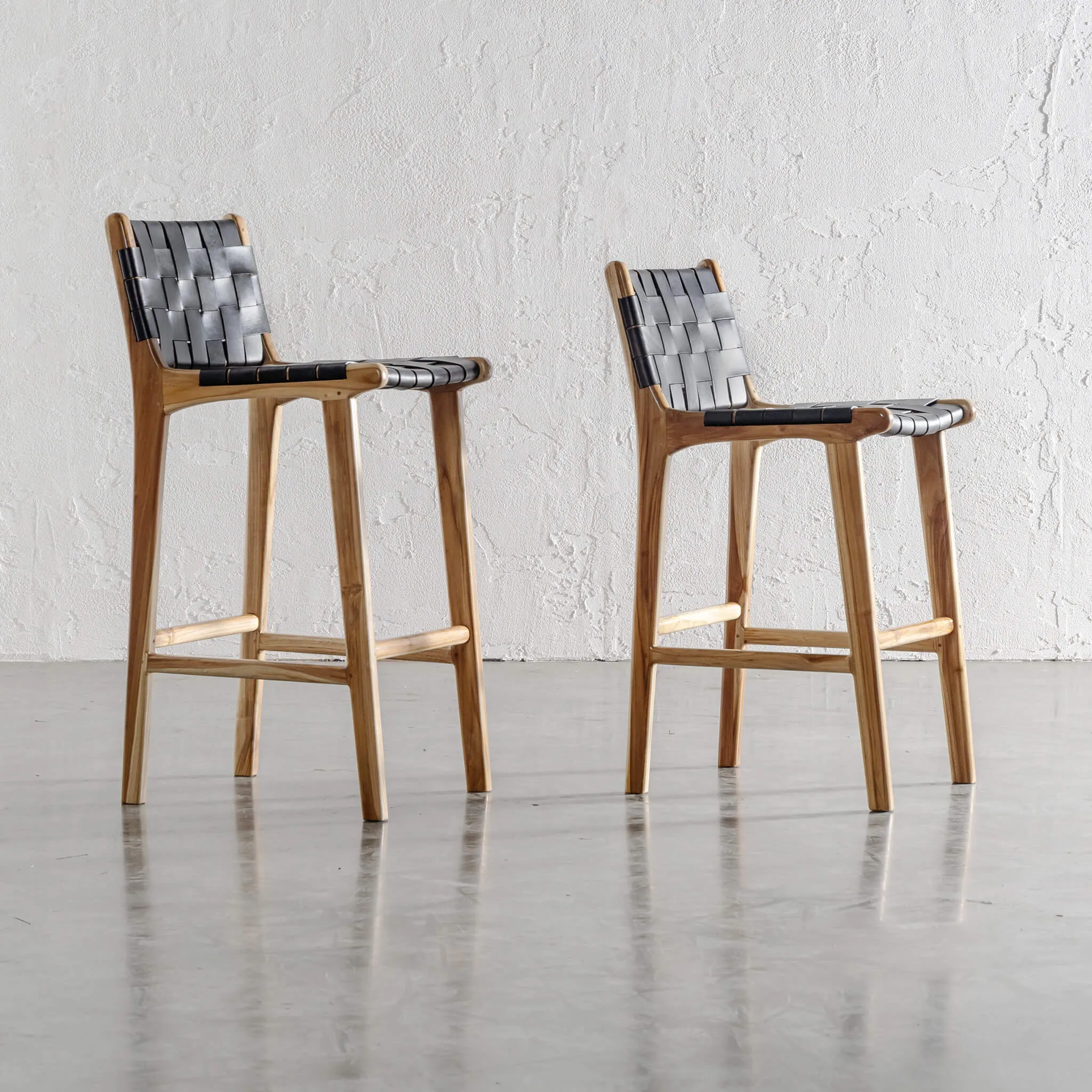 MALAND WOVEN LEATHER BAR CHAIRS | BUNDLE   SAVE | HIGH   LOW | BLACK LEATHER