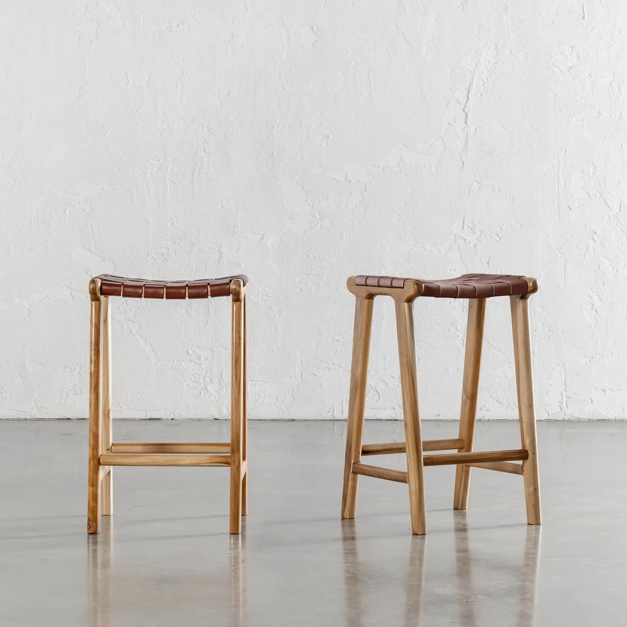 MALAND WOVEN LEATHER COUNTER STOOL  |  BUNDLE   SAVE  |  TAN LEATHER HIDE