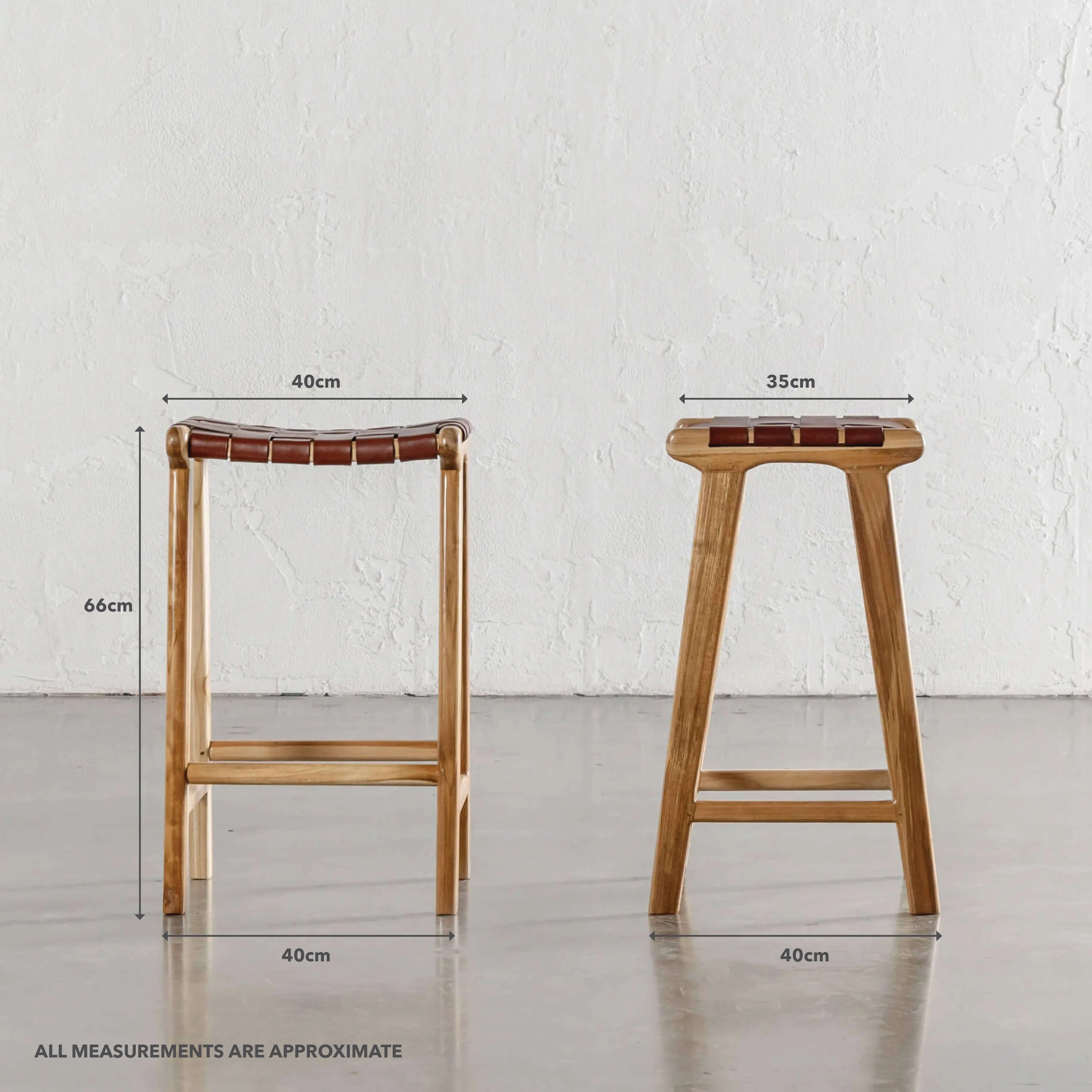 MALAND WOVEN LEATHER COUNTER STOOL  |  BUNDLE   SAVE  |  TAN LEATHER HIDE
