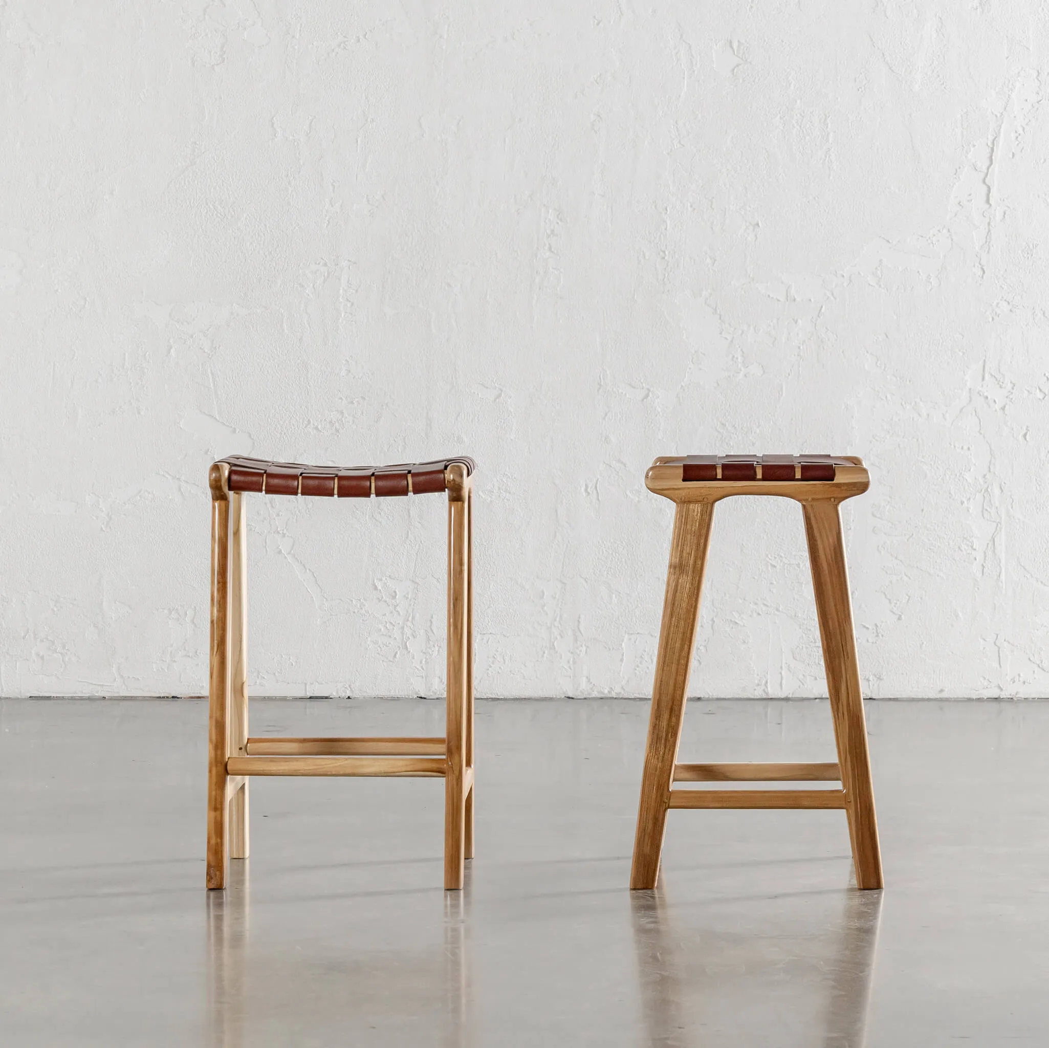 MALAND WOVEN LEATHER COUNTER STOOL  |  BUNDLE   SAVE  |  TAN LEATHER HIDE