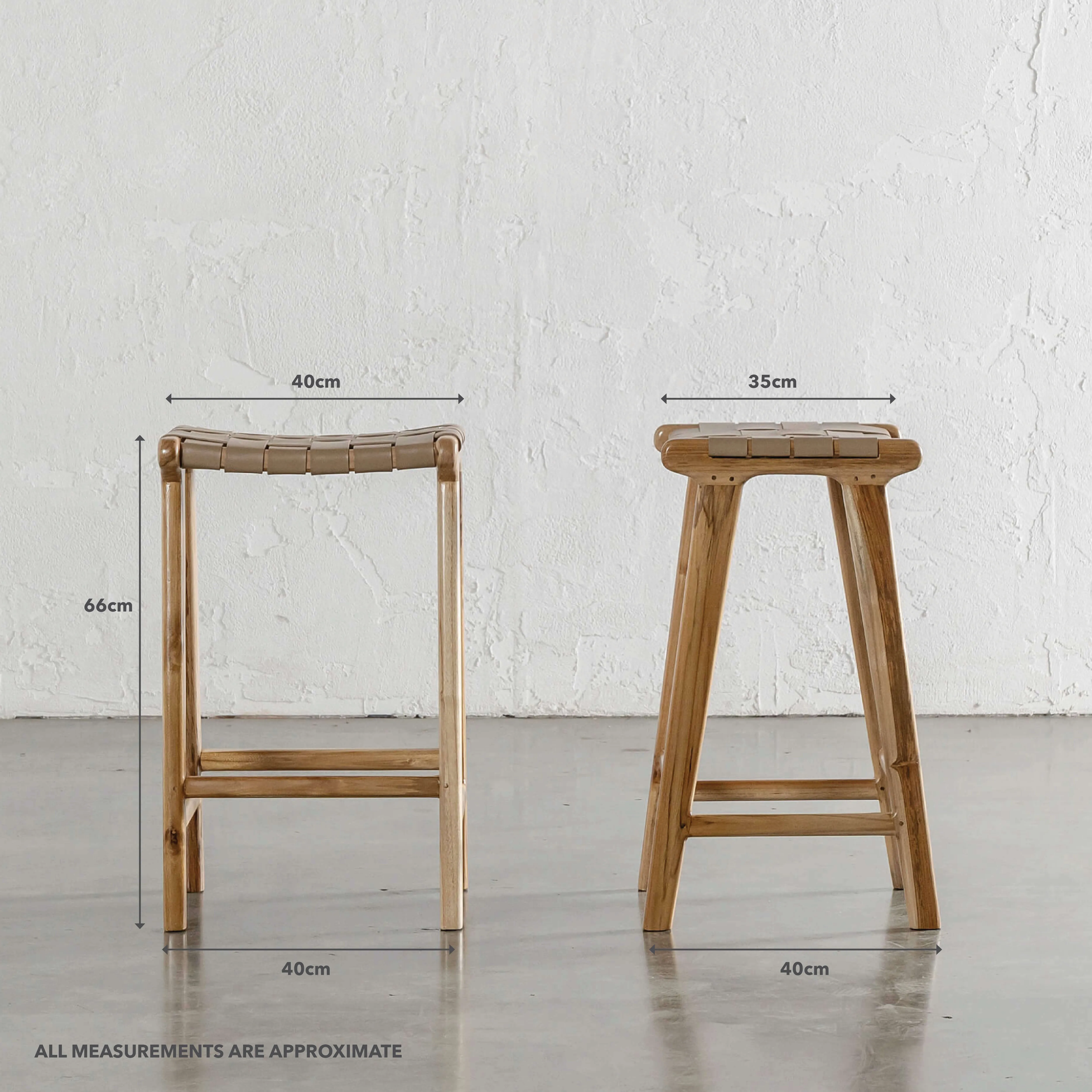 MALAND WOVEN LEATHER COUNTER STOOL  |  LIGHT TAUPE LEATHER HIDE
