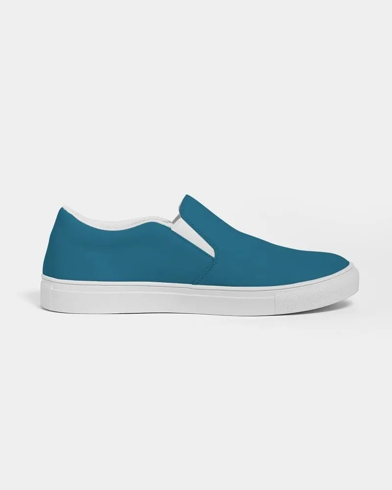 Medium Dark Cyan Slip-On Canvas Sneakers | Men's | Medium Dark Pure Cyan | C100M0Y0K60