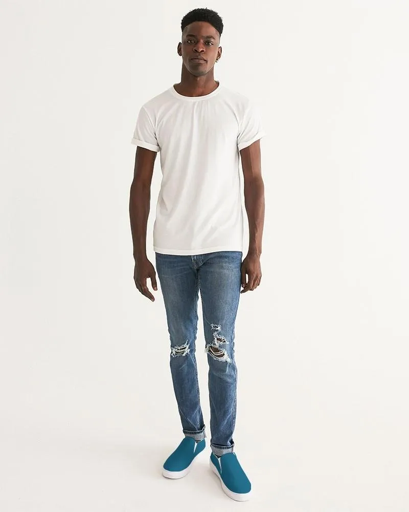 Medium Dark Cyan Slip-On Canvas Sneakers | Men's | Medium Dark Pure Cyan | C100M0Y0K60