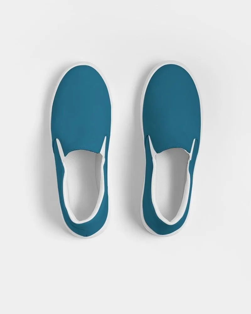 Medium Dark Cyan Slip-On Canvas Sneakers | Men's | Medium Dark Pure Cyan | C100M0Y0K60
