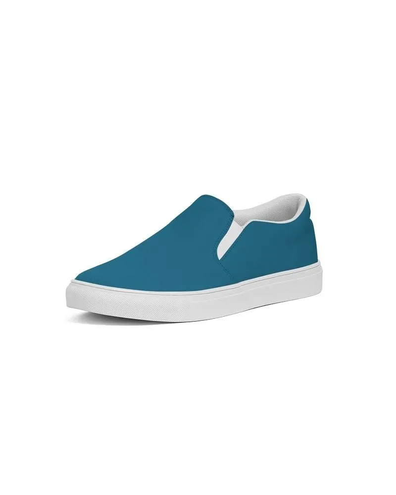 Medium Dark Cyan Slip-On Canvas Sneakers | Men's | Medium Dark Pure Cyan | C100M0Y0K60