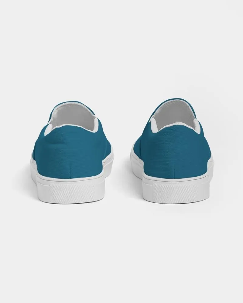 Medium Dark Cyan Slip-On Canvas Sneakers | Men's | Medium Dark Pure Cyan | C100M0Y0K60