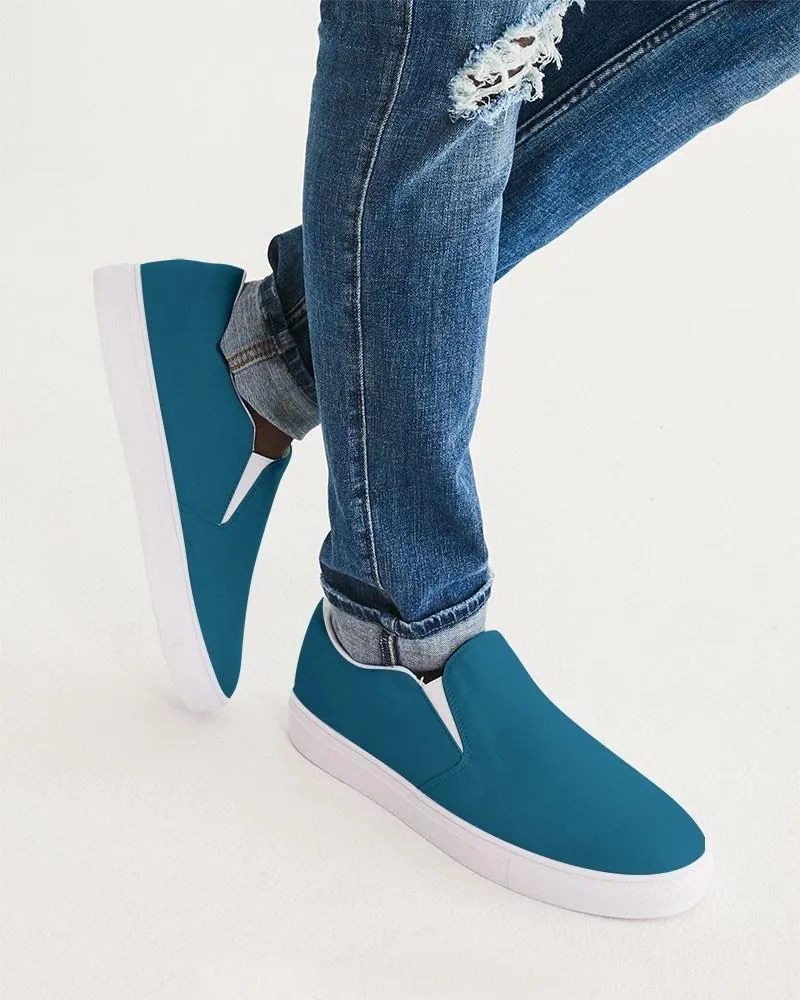 Medium Dark Cyan Slip-On Canvas Sneakers | Men's | Medium Dark Pure Cyan | C100M0Y0K60