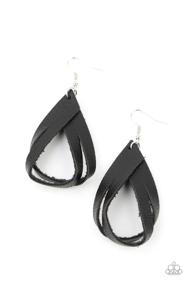 Paparazzi Earring ~ Thats A STRAP - Black