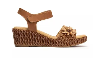 Pitillos Tan Raffia Wedge Sandal 5503 Cuero