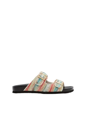 Raffia Buckle Footbed Sandals