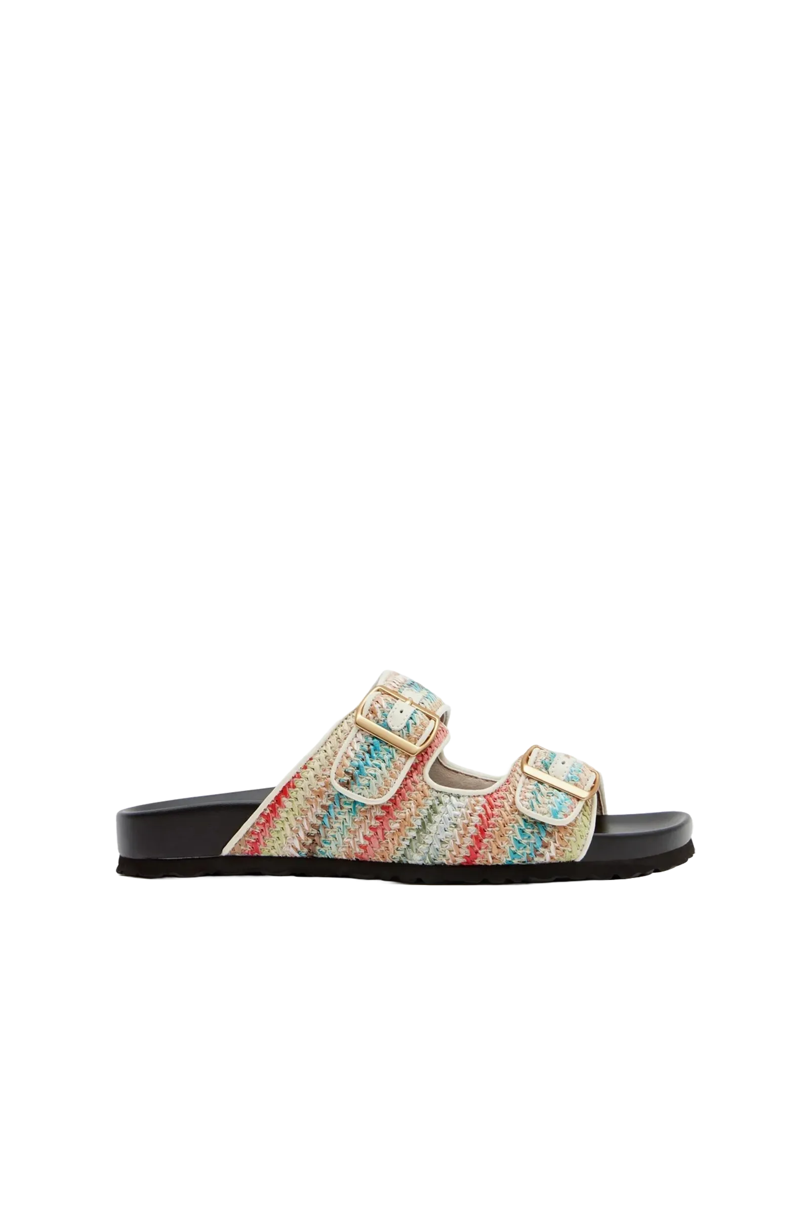 Raffia Buckle Footbed Sandals