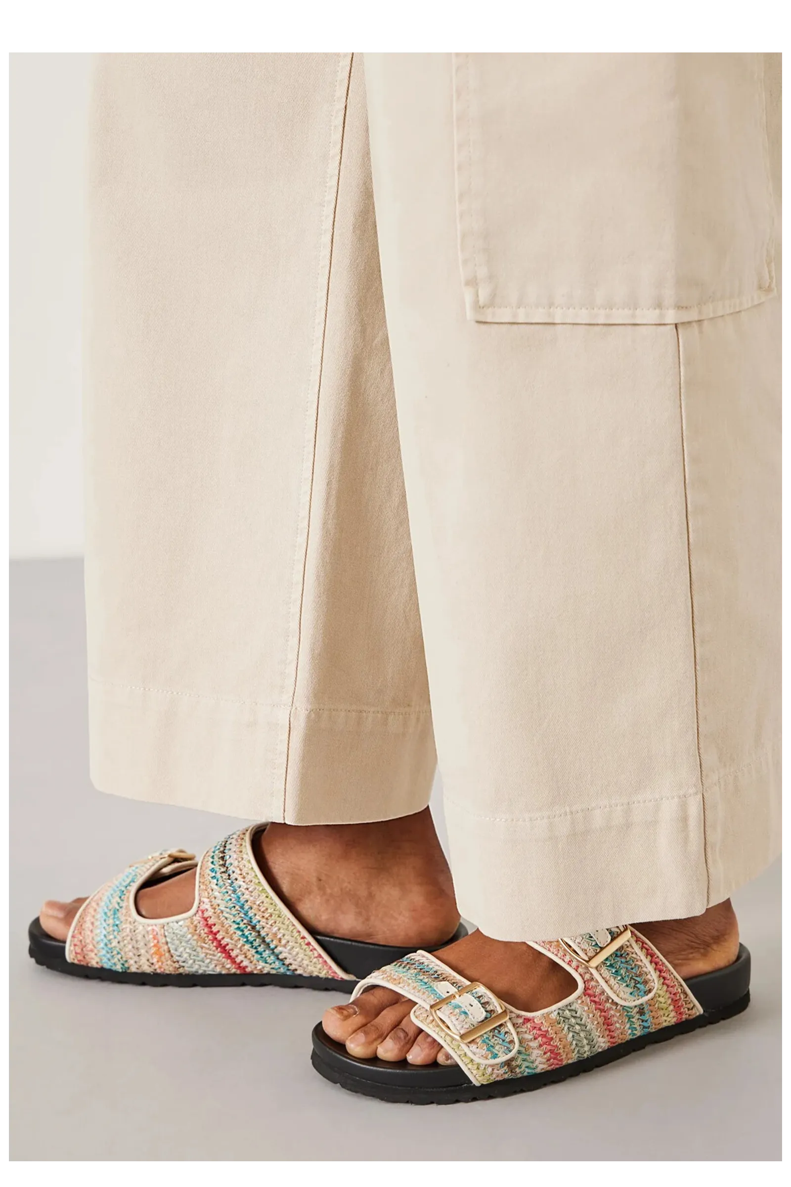 Raffia Buckle Footbed Sandals