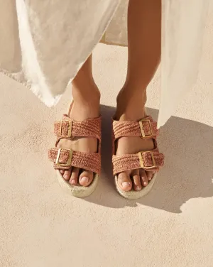 Raffia Stripes Nordic Sandals - G09R0 - Yucatán Orange Rust