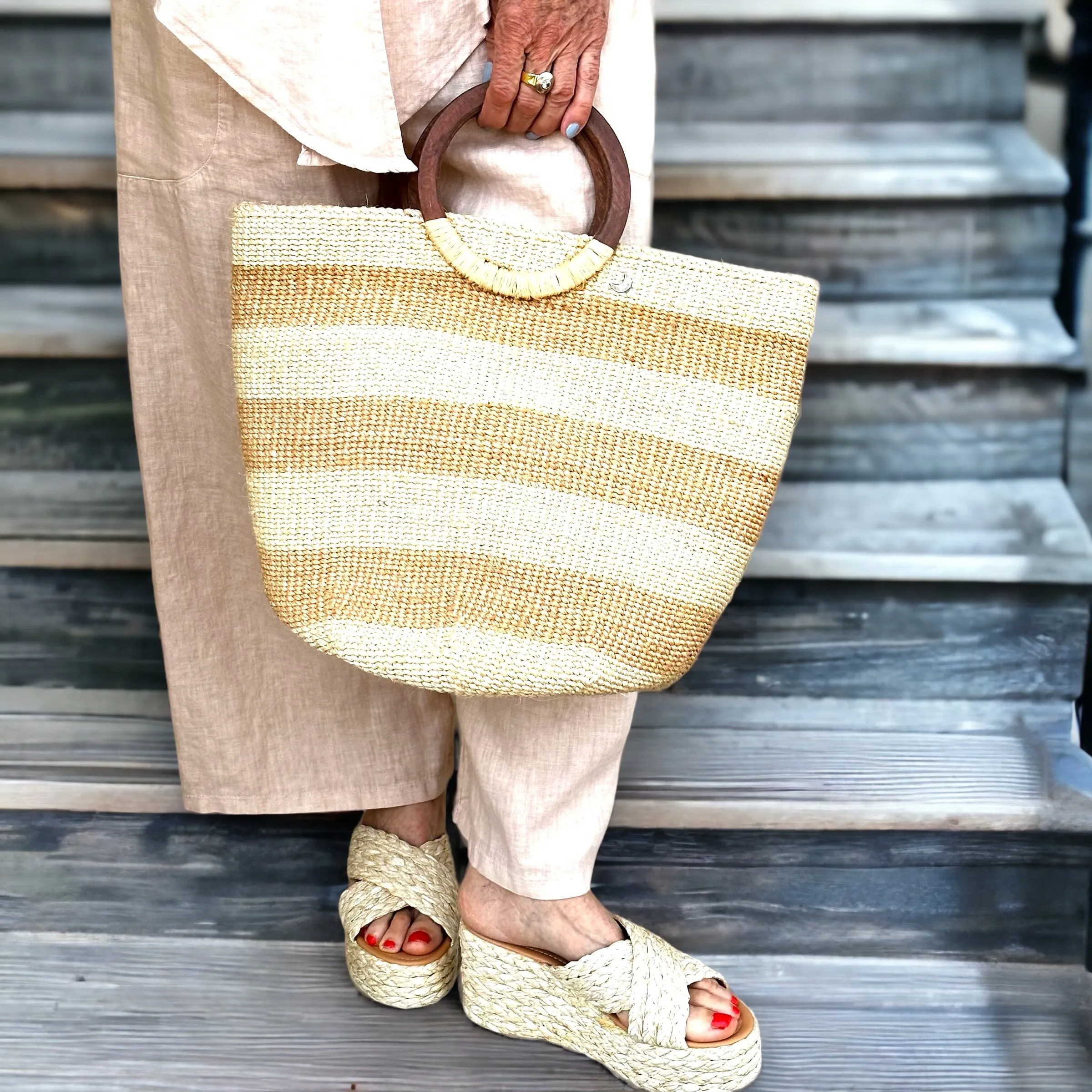 Raffia Wedge Sandals