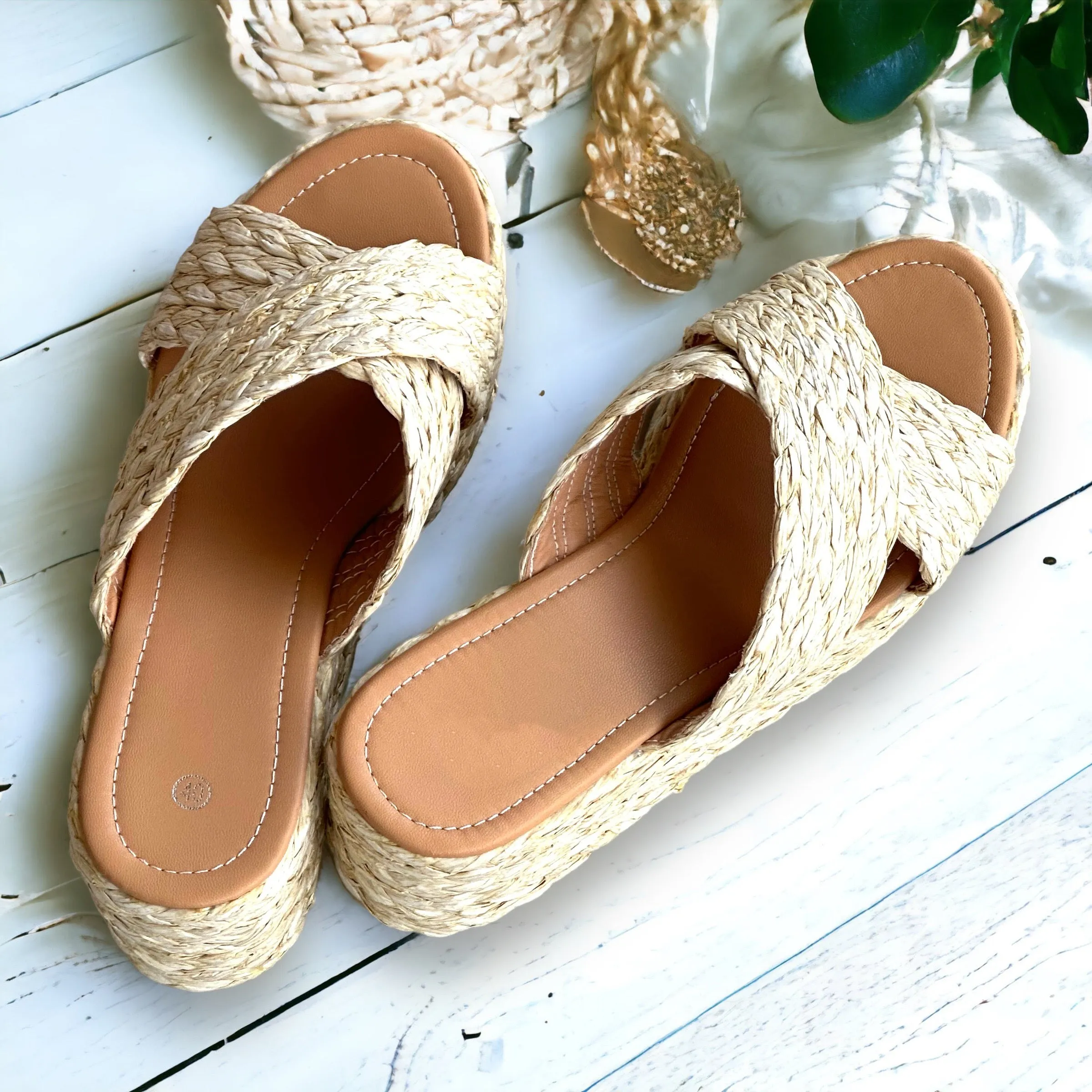 Raffia Wedge Sandals