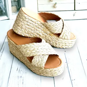 Raffia Wedge Sandals