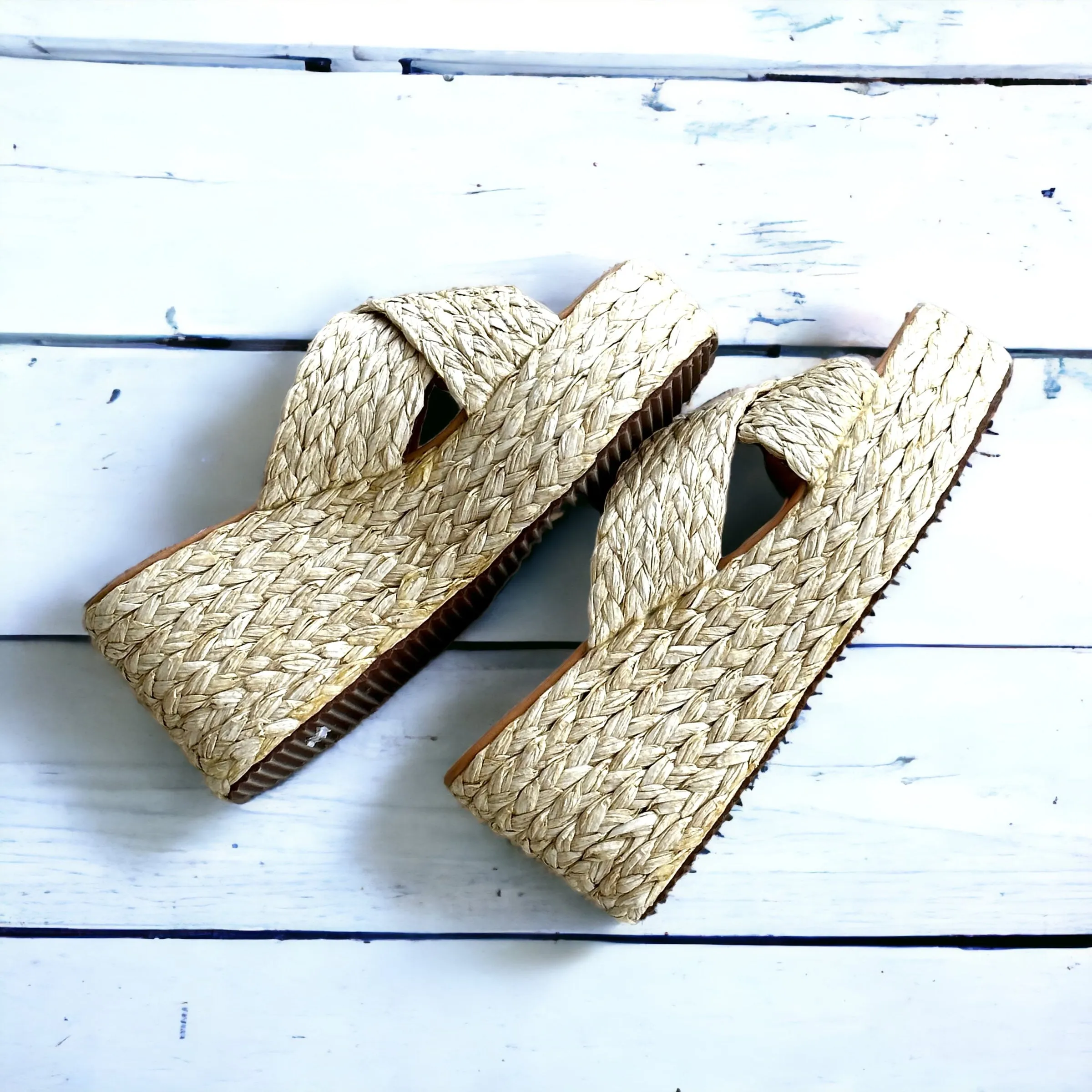 Raffia Wedge Sandals