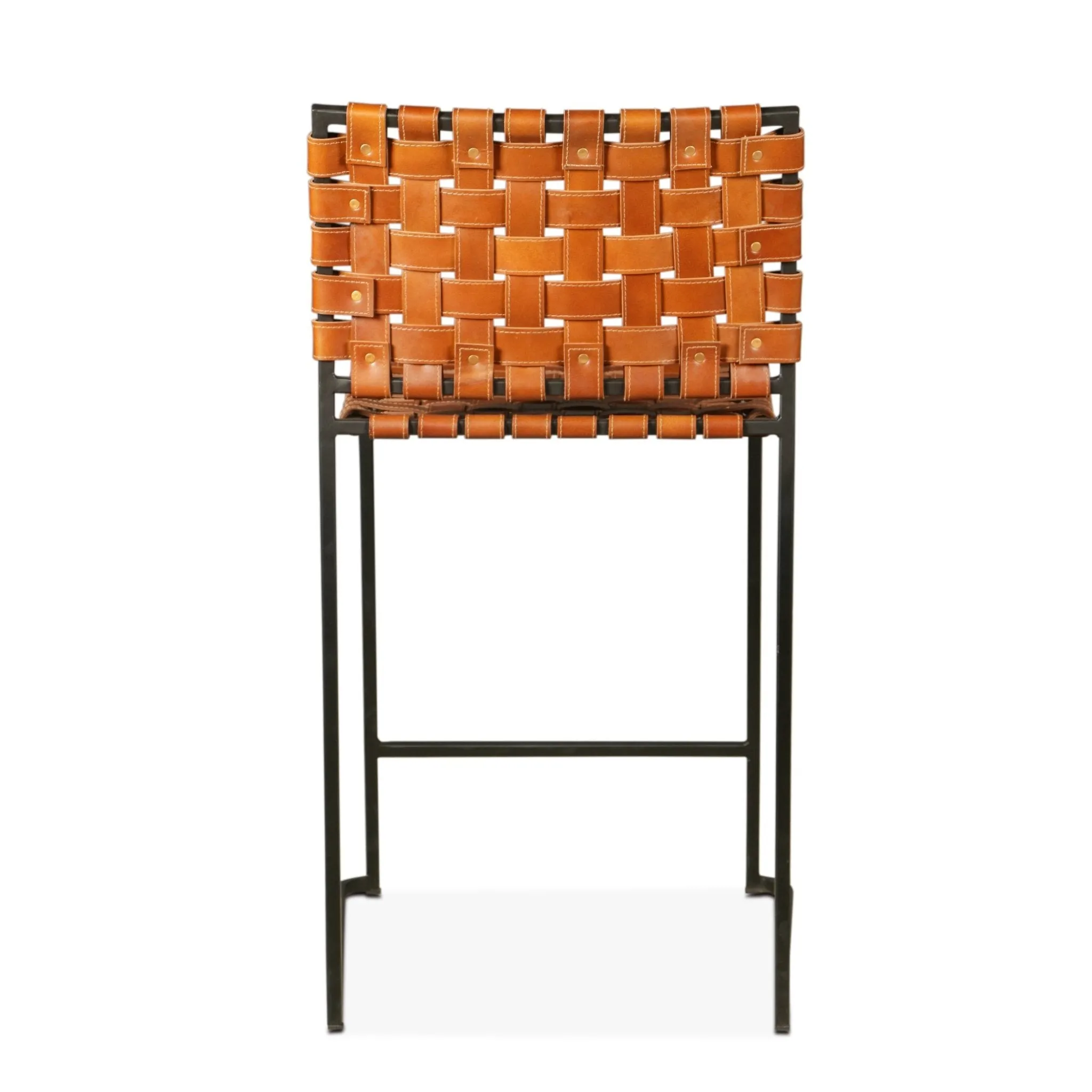 San Antonio Cognac Leather and Iron Counter Chair