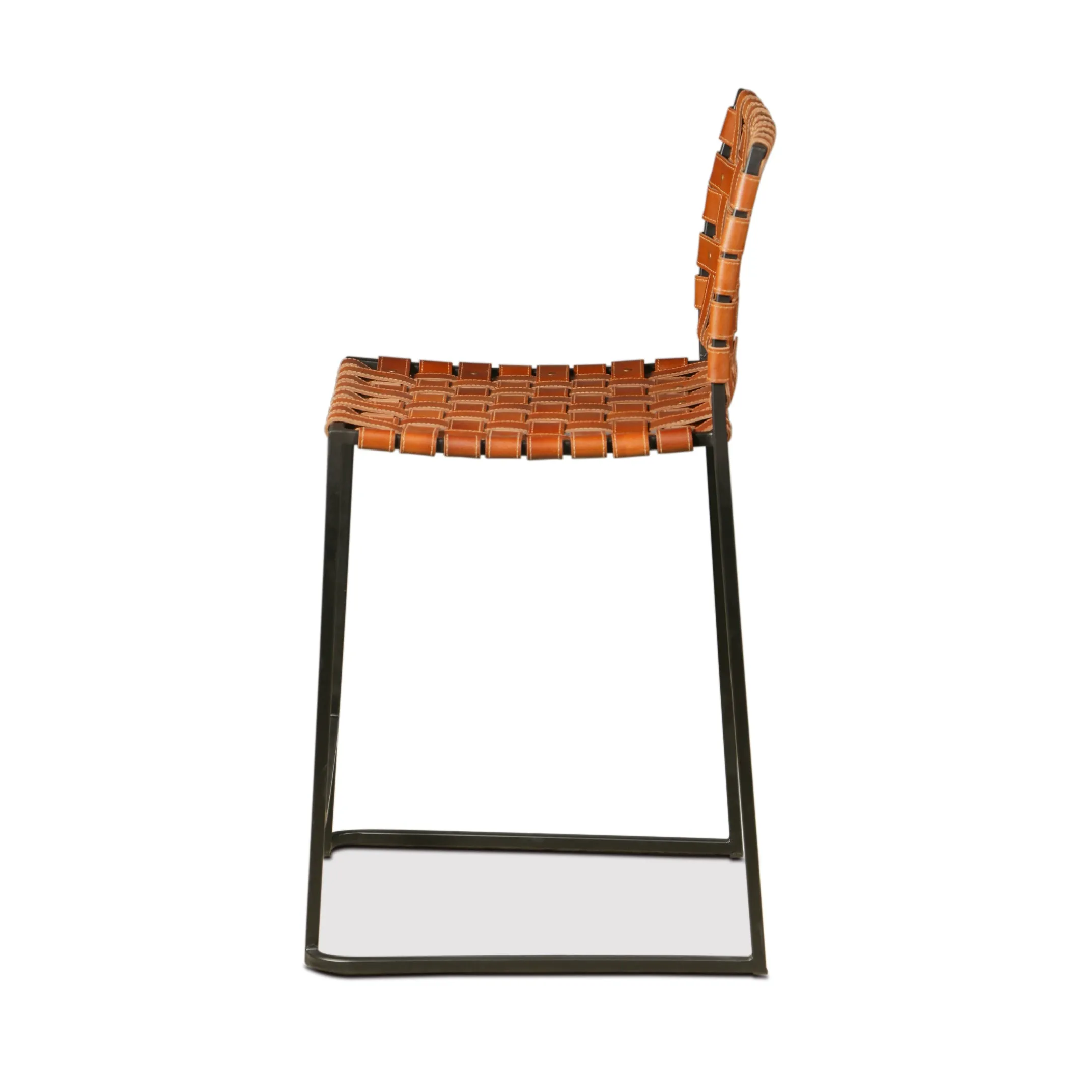 San Antonio Cognac Leather and Iron Counter Chair