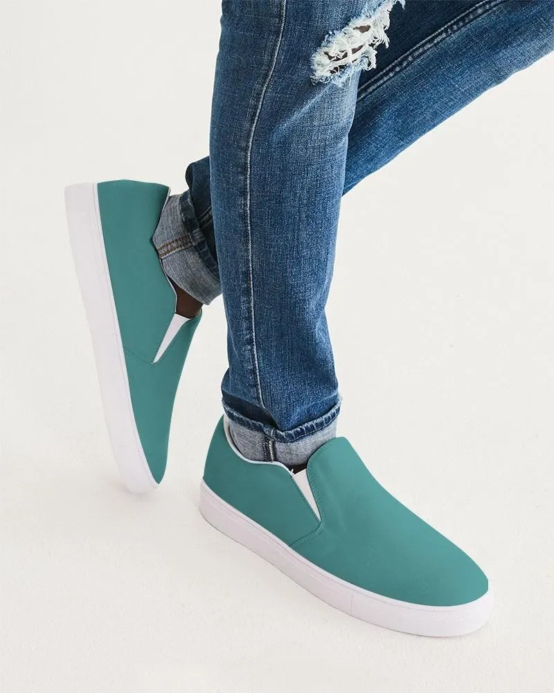 Shaded Pastel Blue-Green Slip-On Canvas Sneakers | Men's | C60M0Y30K30