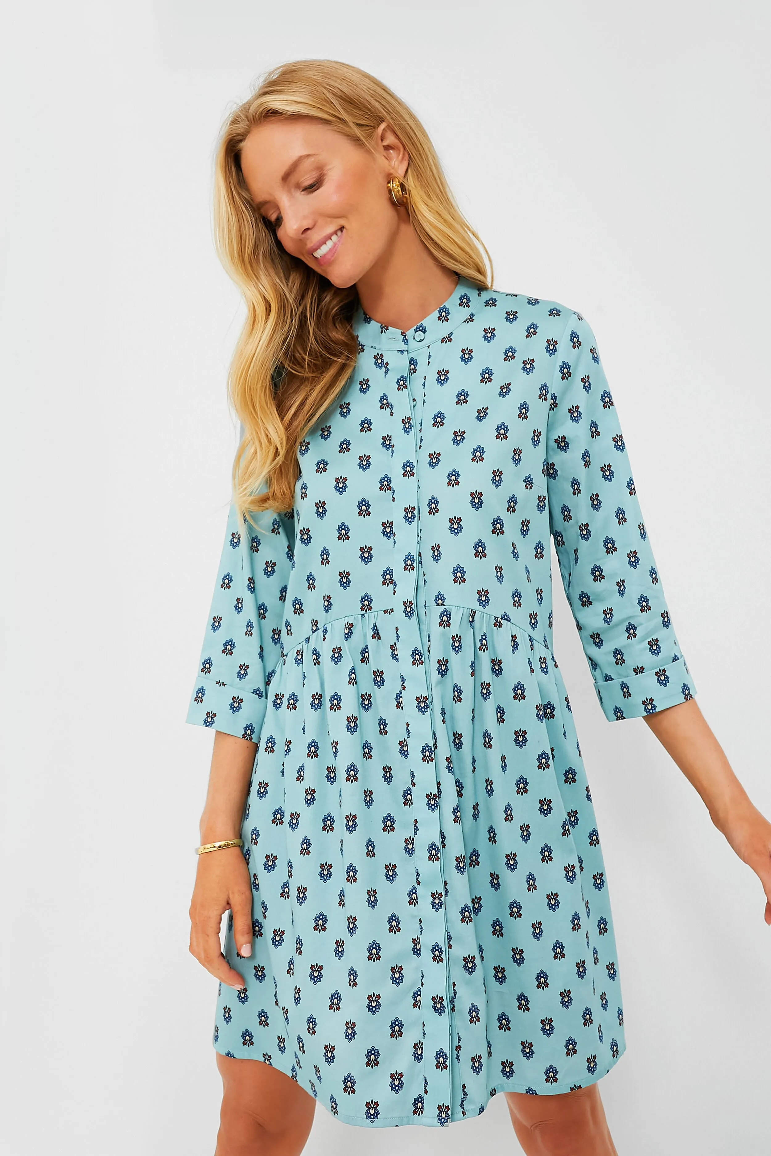 Slate Blue Half Drop Royal Shirt Dress