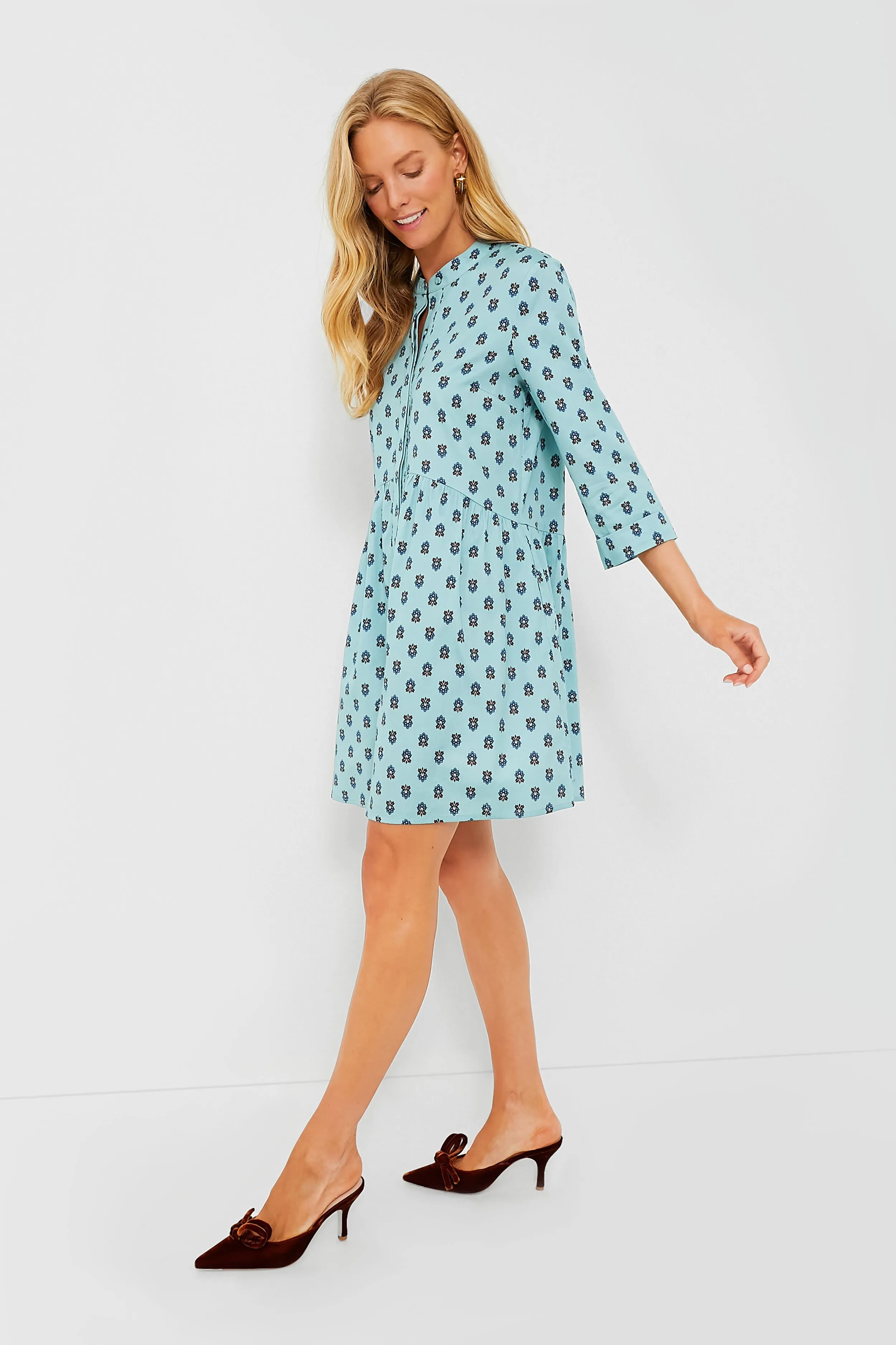 Slate Blue Half Drop Royal Shirt Dress