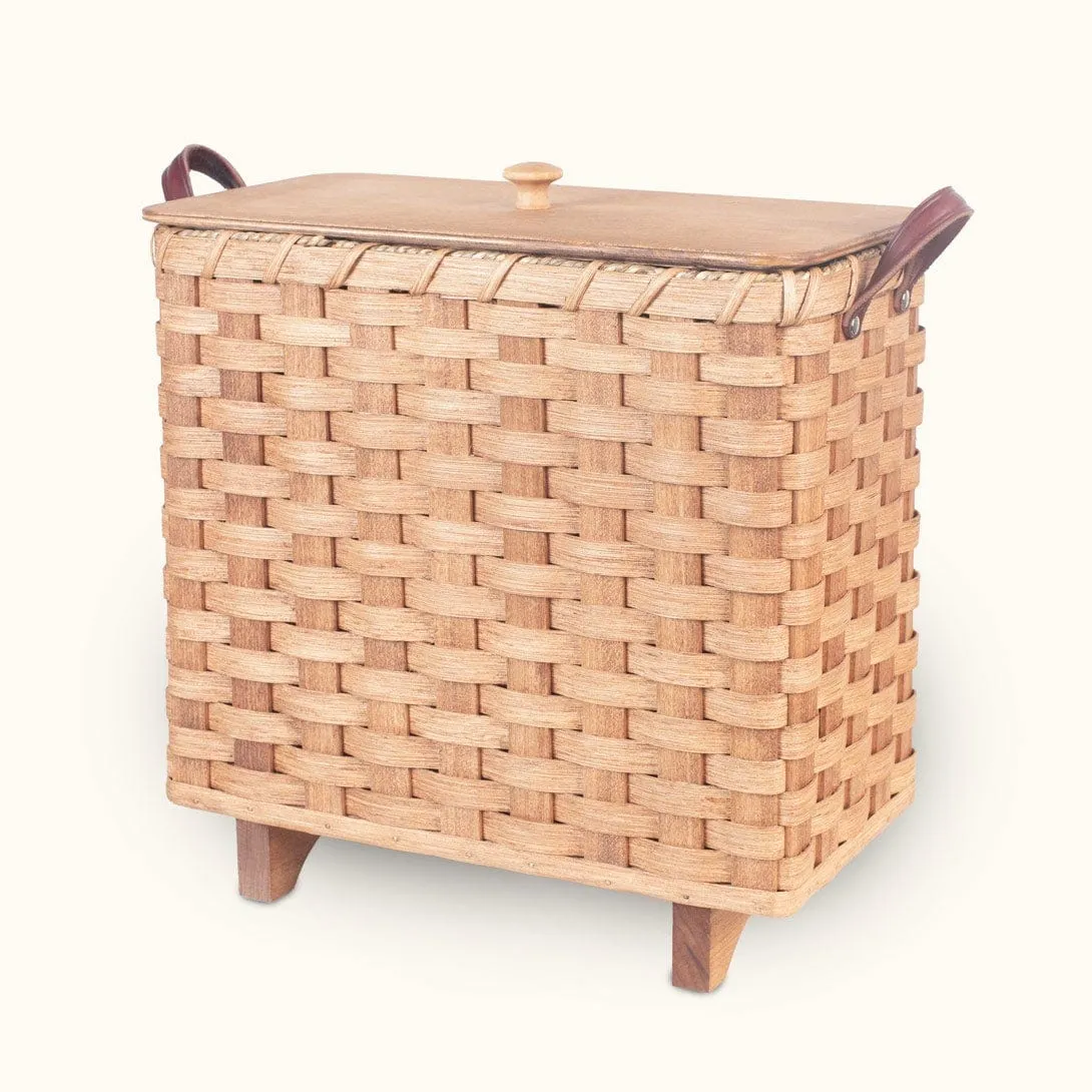 Slim Magazine Basket | Amish Woven Wicker Storage Basket w/Legs
