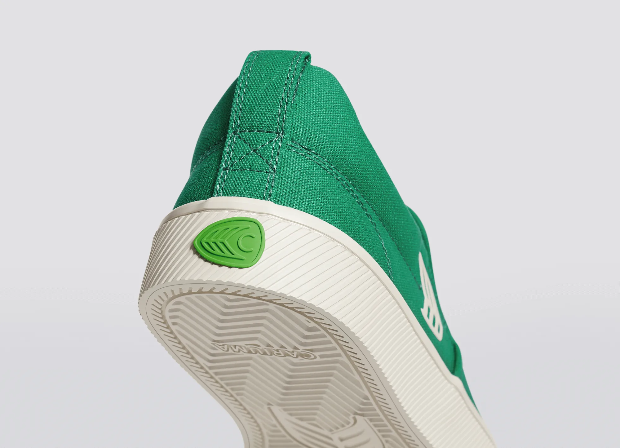 SLIP ON Green Canvas Ivory Logo Sneaker Men