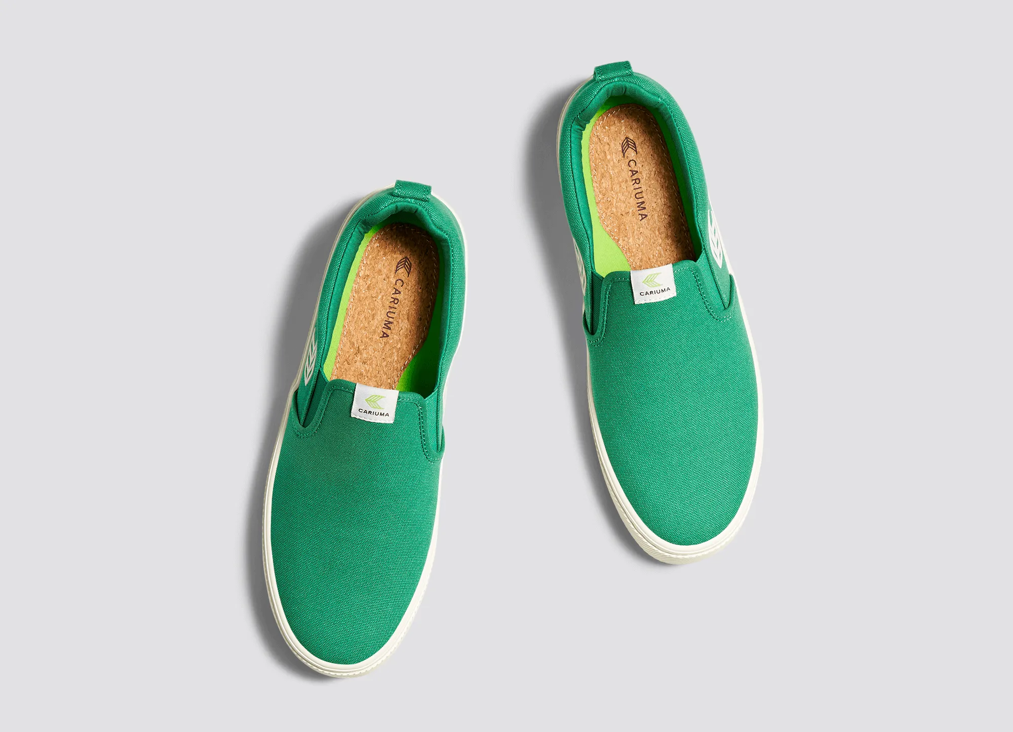 SLIP ON Green Canvas Ivory Logo Sneaker Men